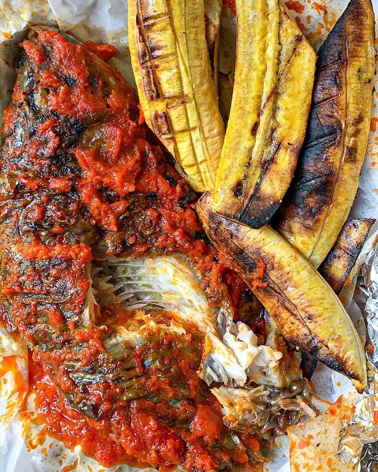roasted fish and plantain